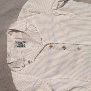 Women's Burning Torch White Pinstripe Shirt/ Blazer